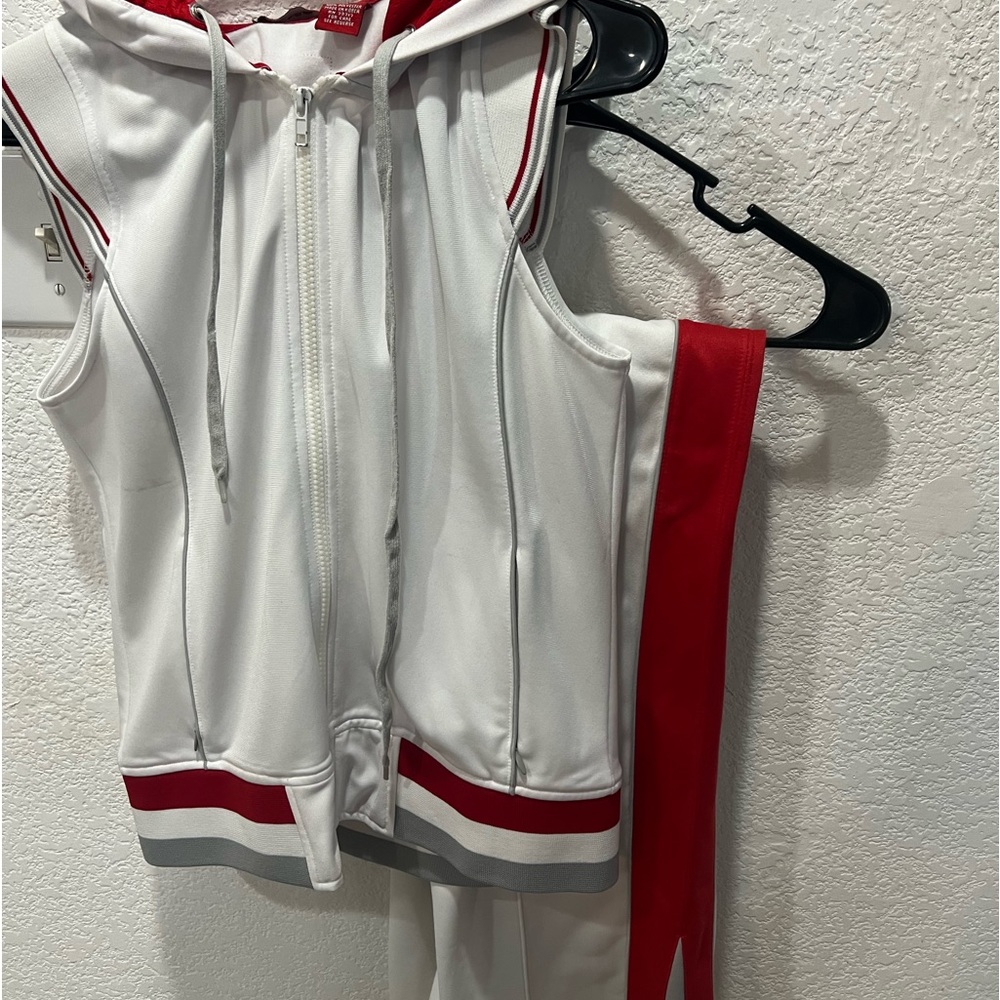 two-piece short sleeve zip up with track pants
